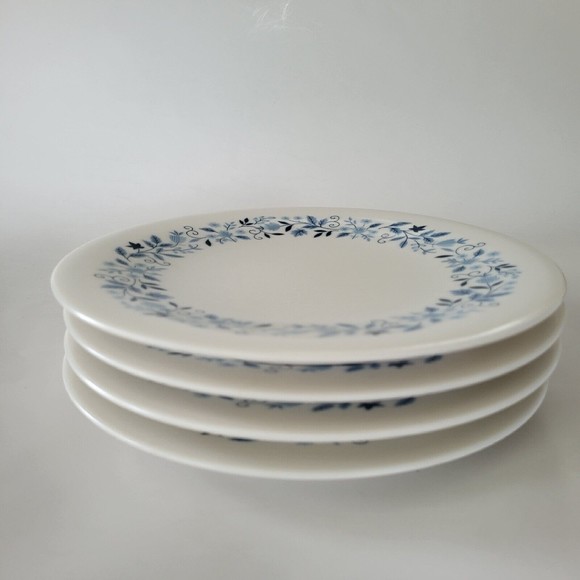 Vintage Oneida Premier Melamine Set of 4 Salad Plates Blue Flowers 7 3/4" Melmac - Picture 3 of 5